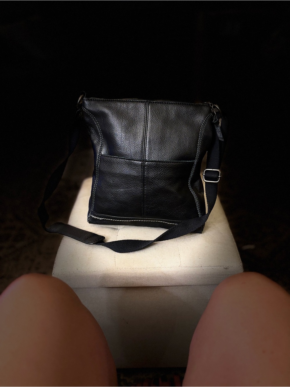 The Sak Black Leather Crossbody Bag with Adjustable Strap